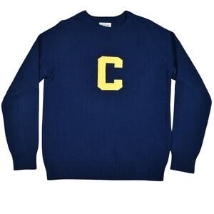 Hillflint Collegiate Varsity Letter C Navy Blue pullover sweater Men's sz small
